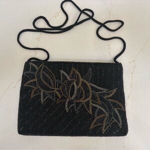 EUC Valerie Stevens black gold beaded bag